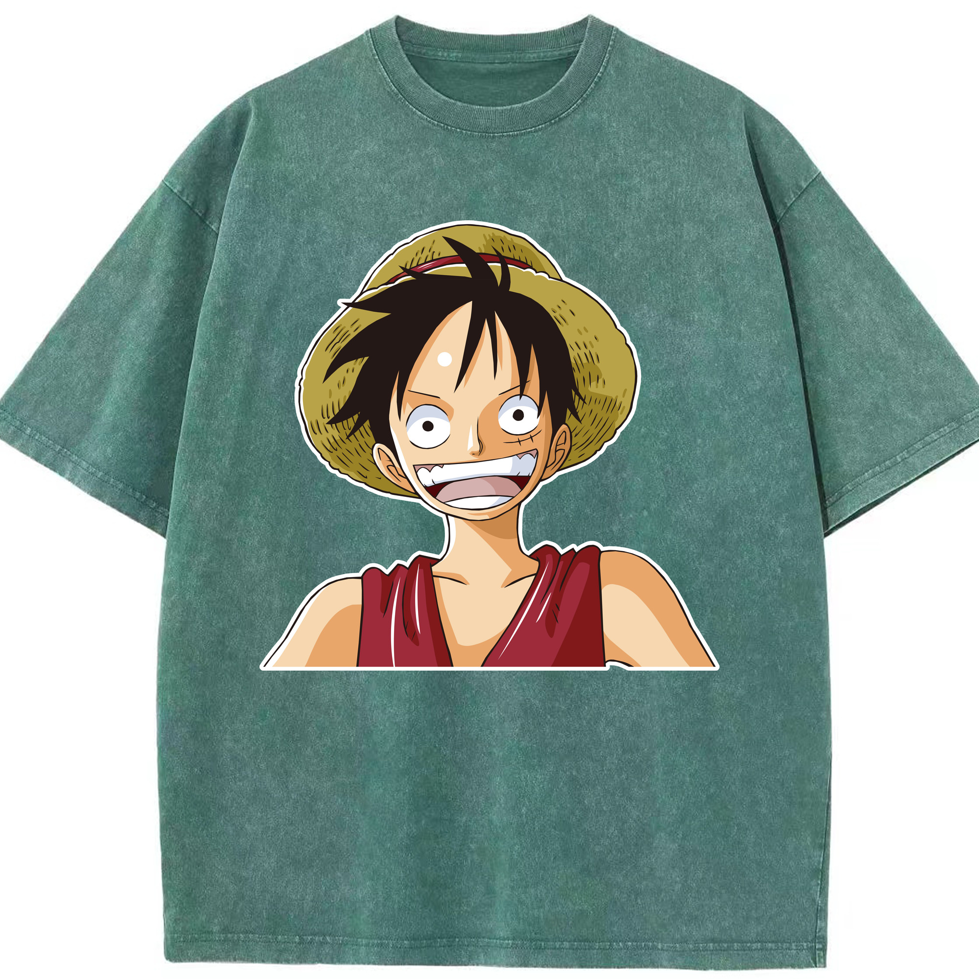 ワンピース モンキー・D・ルフィ ONE PIECE Monkey D. Luffy 綿100% ヴィンテージ風 半袖Tシャツ（フロントプリント）